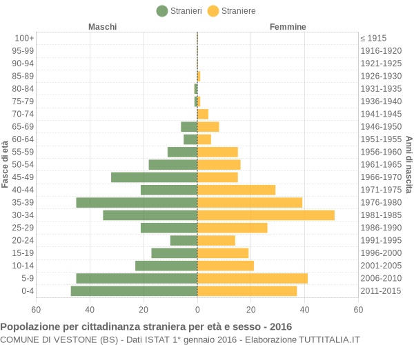 Grafico cittadini stranieri - Vestone 2016