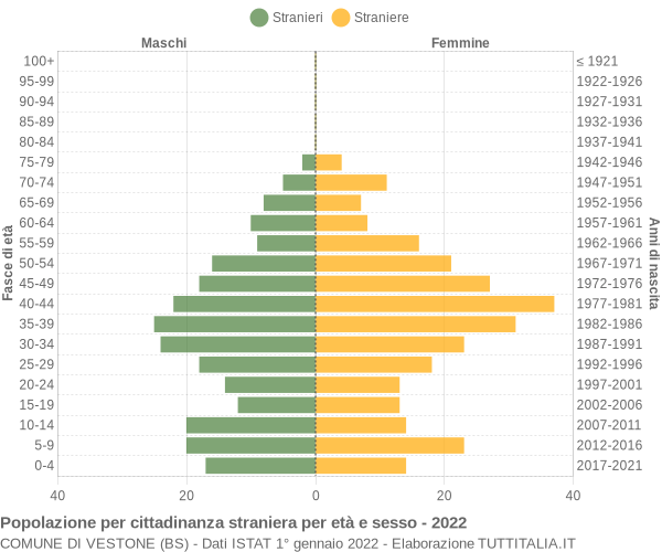 Grafico cittadini stranieri - Vestone 2022