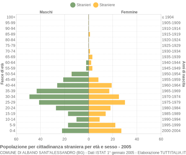 Grafico cittadini stranieri - Albano Sant'Alessandro 2005