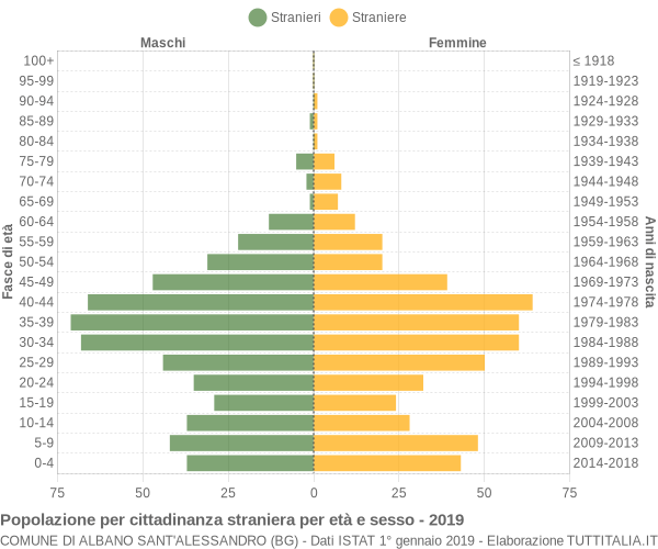 Grafico cittadini stranieri - Albano Sant'Alessandro 2019