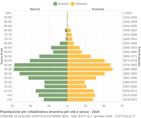 Grafico cittadini stranieri - Albano Sant'Alessandro 2024