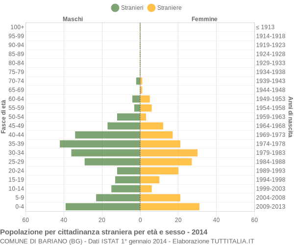 Grafico cittadini stranieri - Bariano 2014