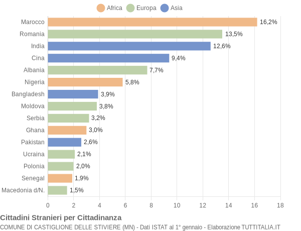 Grafico cittadinanza stranieri - Castiglione delle Stiviere 2011