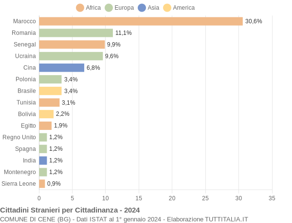 Grafico cittadinanza stranieri - Cene 2024