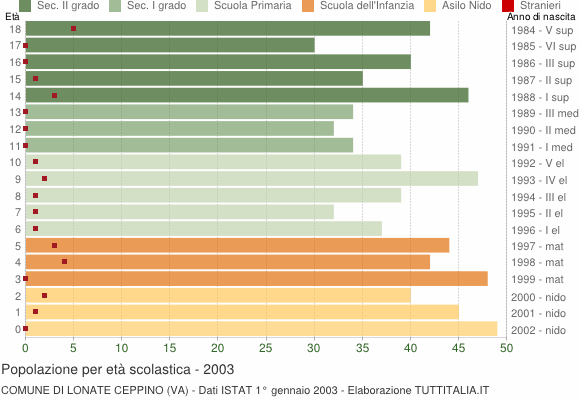 Grafico Popolazione in età scolastica - Lonate Ceppino 2003