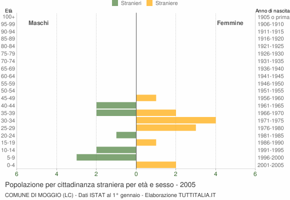 Grafico cittadini stranieri - Moggio 2005
