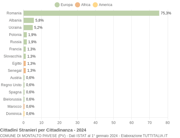 Grafico cittadinanza stranieri - Montalto Pavese 2024