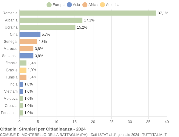 Grafico cittadinanza stranieri - Montebello della Battaglia 2024