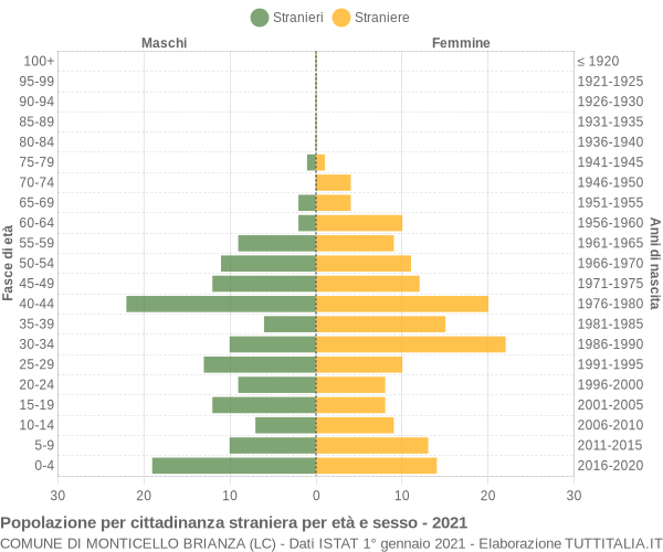 Grafico cittadini stranieri - Monticello Brianza 2021