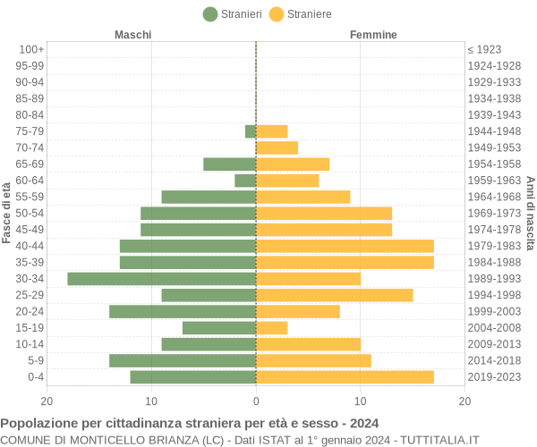 Grafico cittadini stranieri - Monticello Brianza 2024