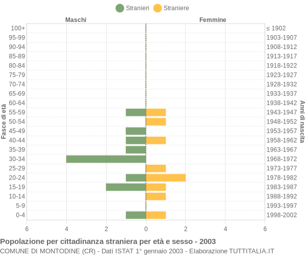 Grafico cittadini stranieri - Montodine 2003