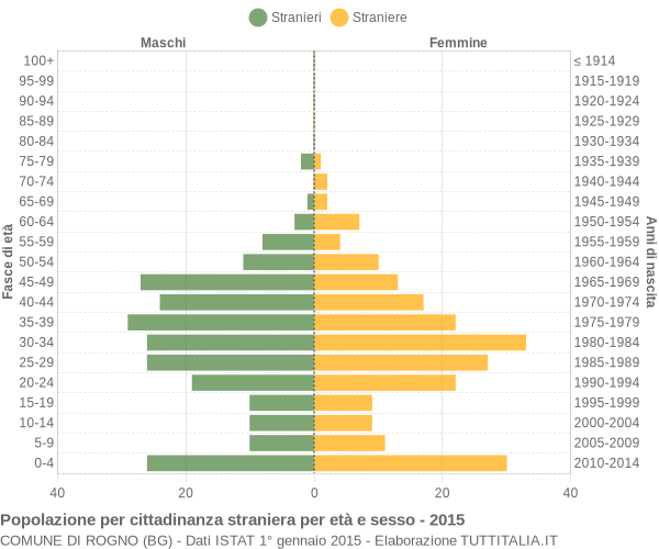 Grafico cittadini stranieri - Rogno 2015