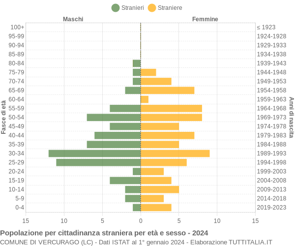 Grafico cittadini stranieri - Vercurago 2024