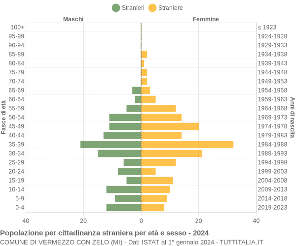 Grafico cittadini stranieri - Vermezzo con Zelo 2024