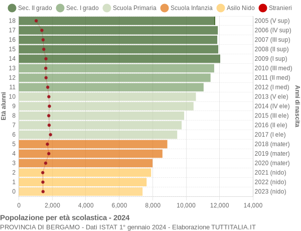 Grafico Popolazione in età scolastica - 2024