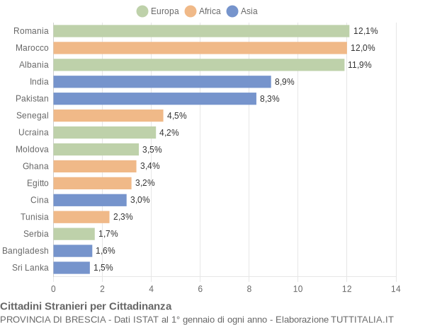 Grafico cittadinanza stranieri - 2011