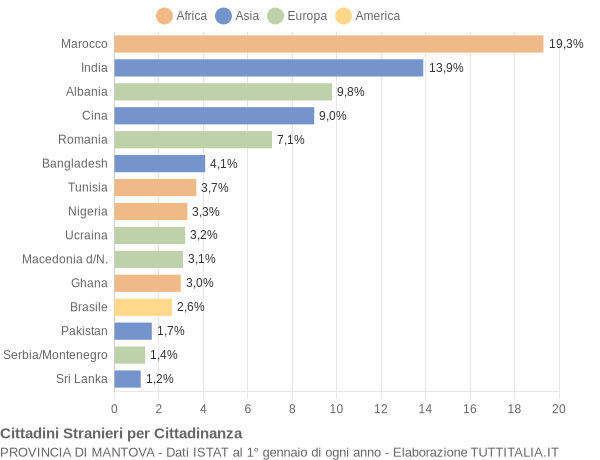 Grafico cittadinanza stranieri - 2005