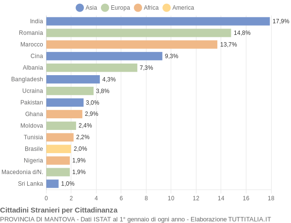 Grafico cittadinanza stranieri - 2016