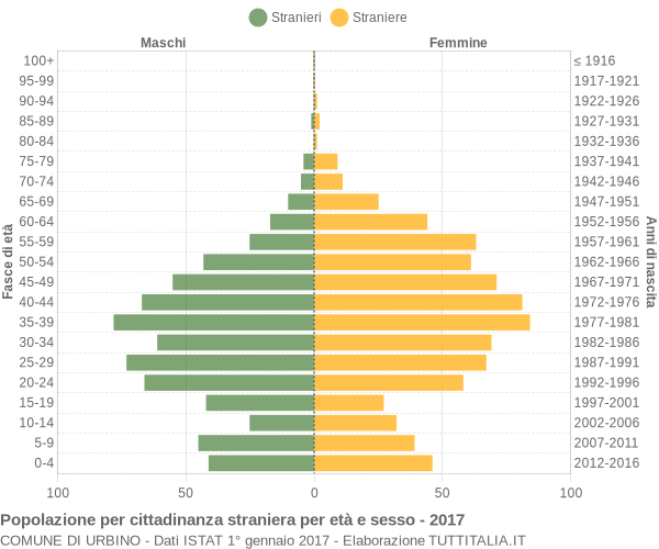 Grafico cittadini stranieri - Urbino 2017