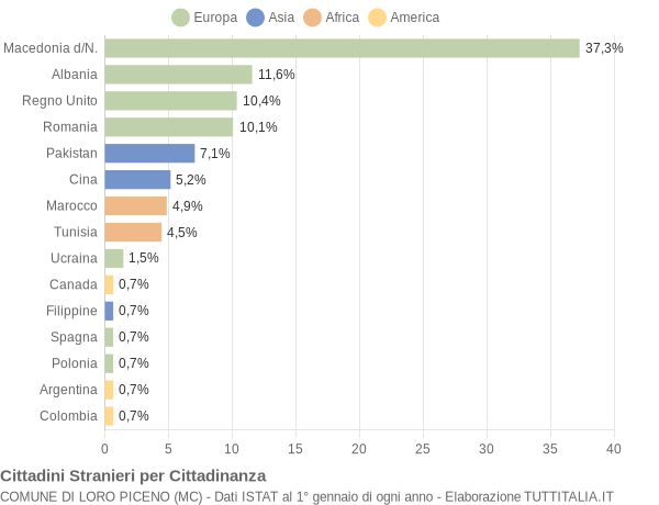 Grafico cittadinanza stranieri - Loro Piceno 2009