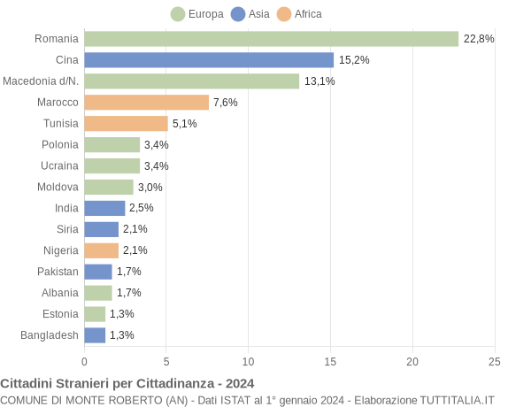 Grafico cittadinanza stranieri - Monte Roberto 2024