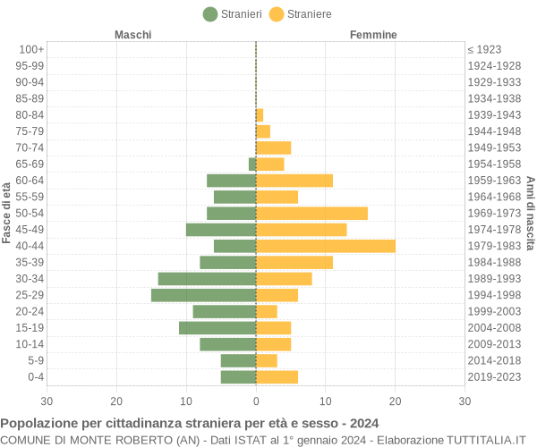 Grafico cittadini stranieri - Monte Roberto 2024