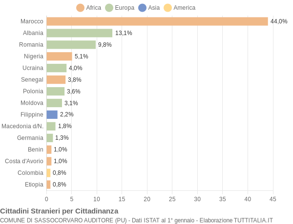 Grafico cittadinanza stranieri - Sassocorvaro Auditore 2015