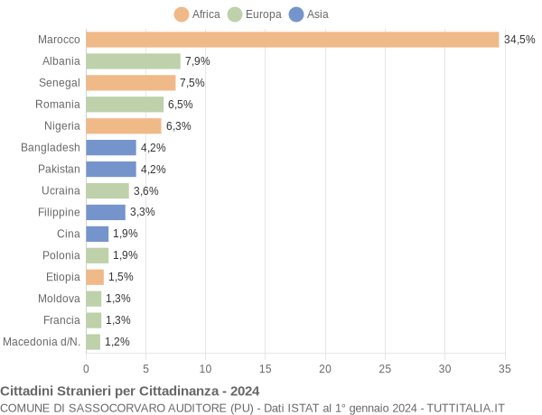 Grafico cittadinanza stranieri - Sassocorvaro Auditore 2024