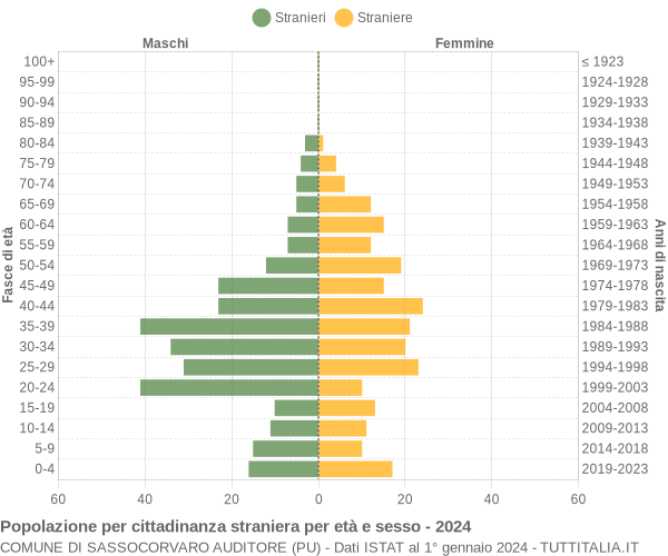 Grafico cittadini stranieri - Sassocorvaro Auditore 2024