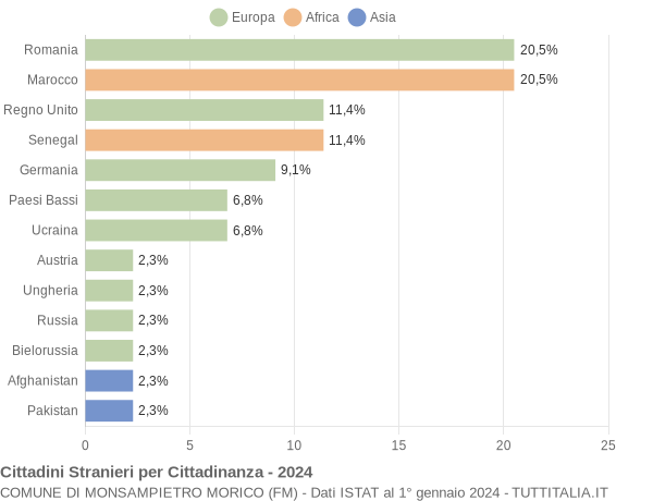 Grafico cittadinanza stranieri - Monsampietro Morico 2024