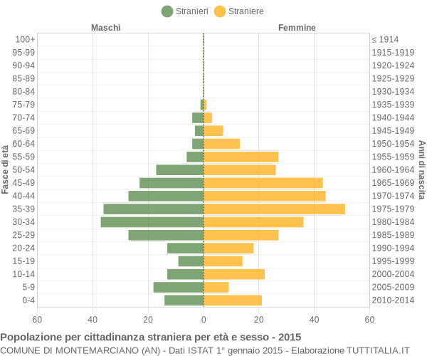 Grafico cittadini stranieri - Montemarciano 2015