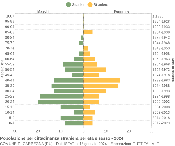 Grafico cittadini stranieri - Carpegna 2024