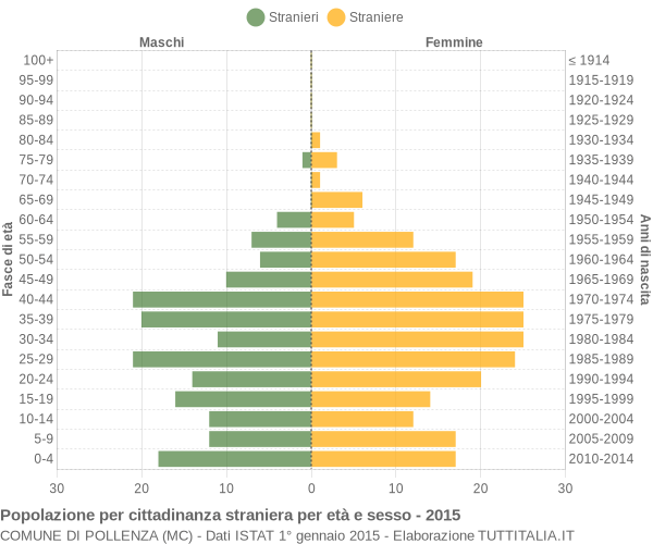 Grafico cittadini stranieri - Pollenza 2015