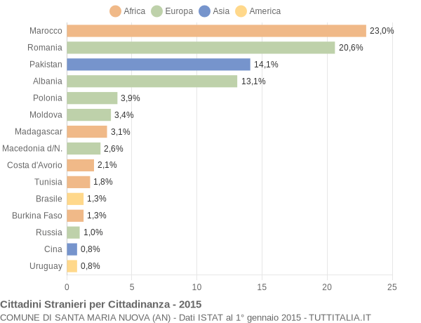 Grafico cittadinanza stranieri - Santa Maria Nuova 2015