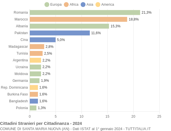 Grafico cittadinanza stranieri - Santa Maria Nuova 2024