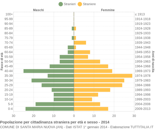 Grafico cittadini stranieri - Santa Maria Nuova 2014