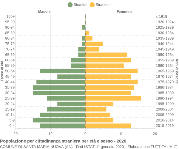 Grafico cittadini stranieri - Santa Maria Nuova 2020