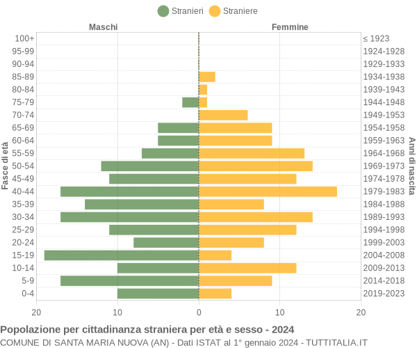 Grafico cittadini stranieri - Santa Maria Nuova 2024