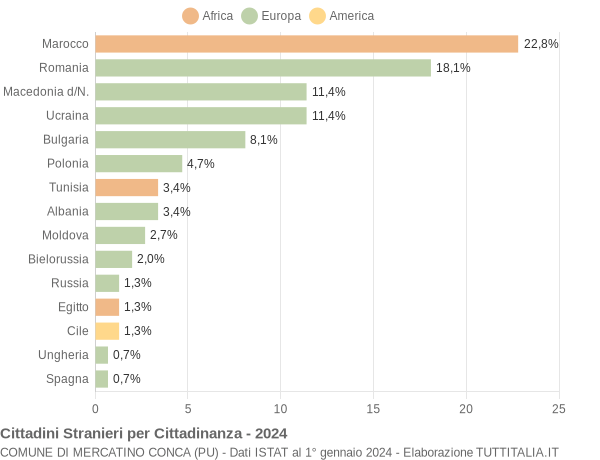 Grafico cittadinanza stranieri - Mercatino Conca 2024