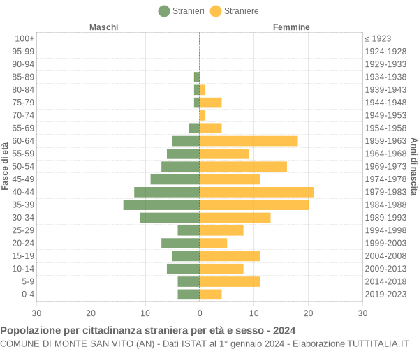 Grafico cittadini stranieri - Monte San Vito 2024