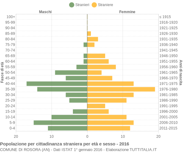 Grafico cittadini stranieri - Rosora 2016