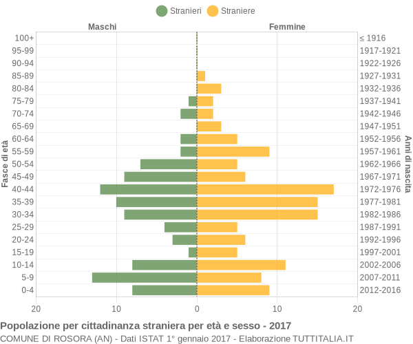 Grafico cittadini stranieri - Rosora 2017