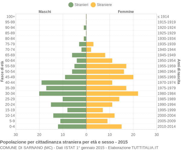 Grafico cittadini stranieri - Sarnano 2015