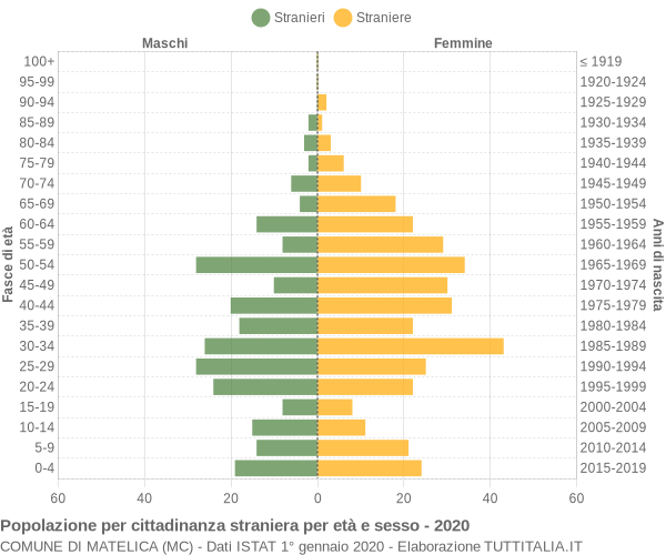 Grafico cittadini stranieri - Matelica 2020