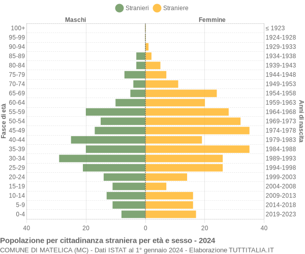 Grafico cittadini stranieri - Matelica 2024