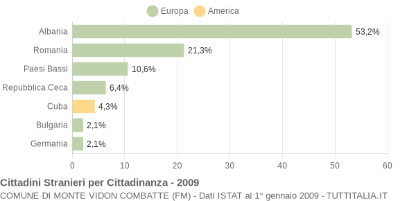 Grafico cittadinanza stranieri - Monte Vidon Combatte 2009