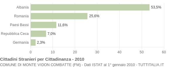 Grafico cittadinanza stranieri - Monte Vidon Combatte 2010