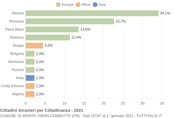 Grafico cittadinanza stranieri - Monte Vidon Combatte 2021