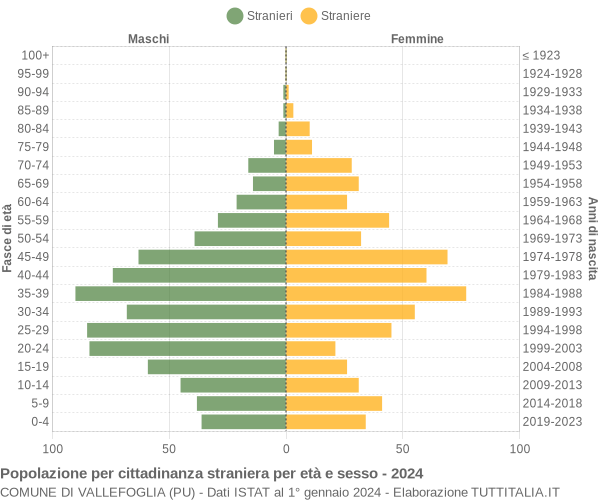 Grafico cittadini stranieri - Vallefoglia 2024