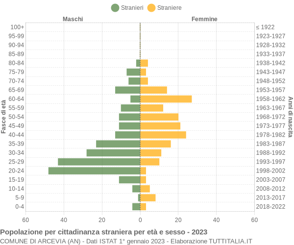 Grafico cittadini stranieri - Arcevia 2023